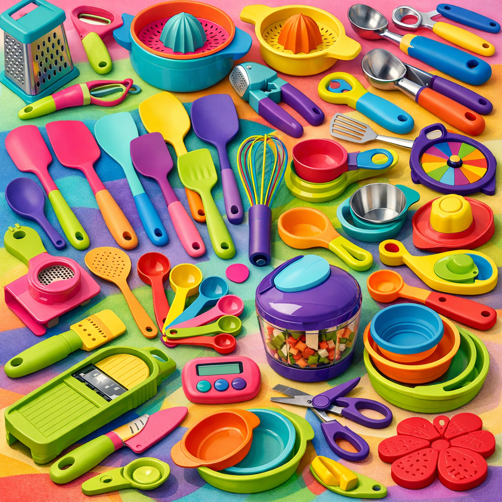Amazon kitchen gadgets including colorful utensils and tools
