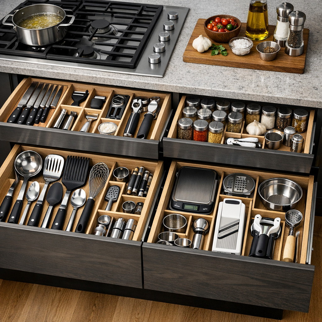 organized kitchen with Amazon kitchen gadgets